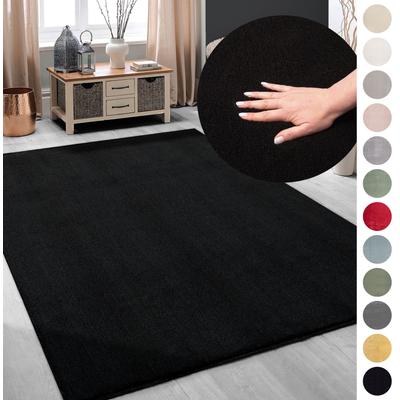 Teppich MY HOME "Arabell, Kunstfellteppich" Gr. 33, schwarz, B:120cm H:16mm L:160cm, Polyester, Teppiche, flauschig, kuschelig, Felloptik, Anti-Rutsch-Unterseite, Waschbar Image