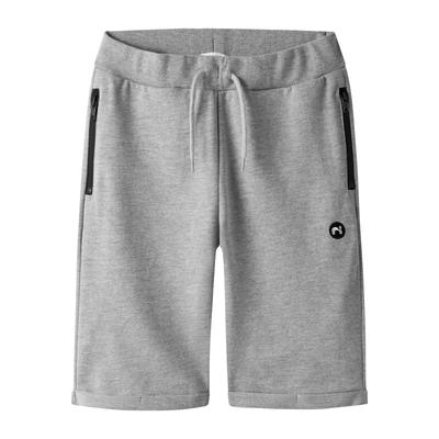 Shorts NAME IT "NKMVIMO SWE SHORTS BRU NOOS", Jungen, Gr. 98, N-Gr, grau melange (blank), Obermaterial: 60% Baumwolle, 40% Polyester, Basic, regular fit, Hosen Image