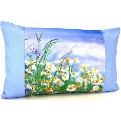 Kissenhülle WECKBRODT "Blumenwiese" Gr. 1, blau (hellblau), B:30cm L:50cm, Polyester, Bezug: 100% Polyester, Kissenbezüge, Lotus-Effekt, Garten, Blumen, Kissen Image