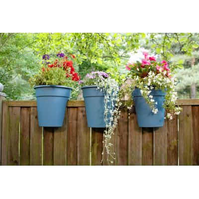 Balkonkasten KHW "Flowerclip", blau (meerblau), H:27,5cm Ø:27cm, Kunststoff, Polypropylen, Pflanzgefäße, ØxH: 27x27,5 cm
