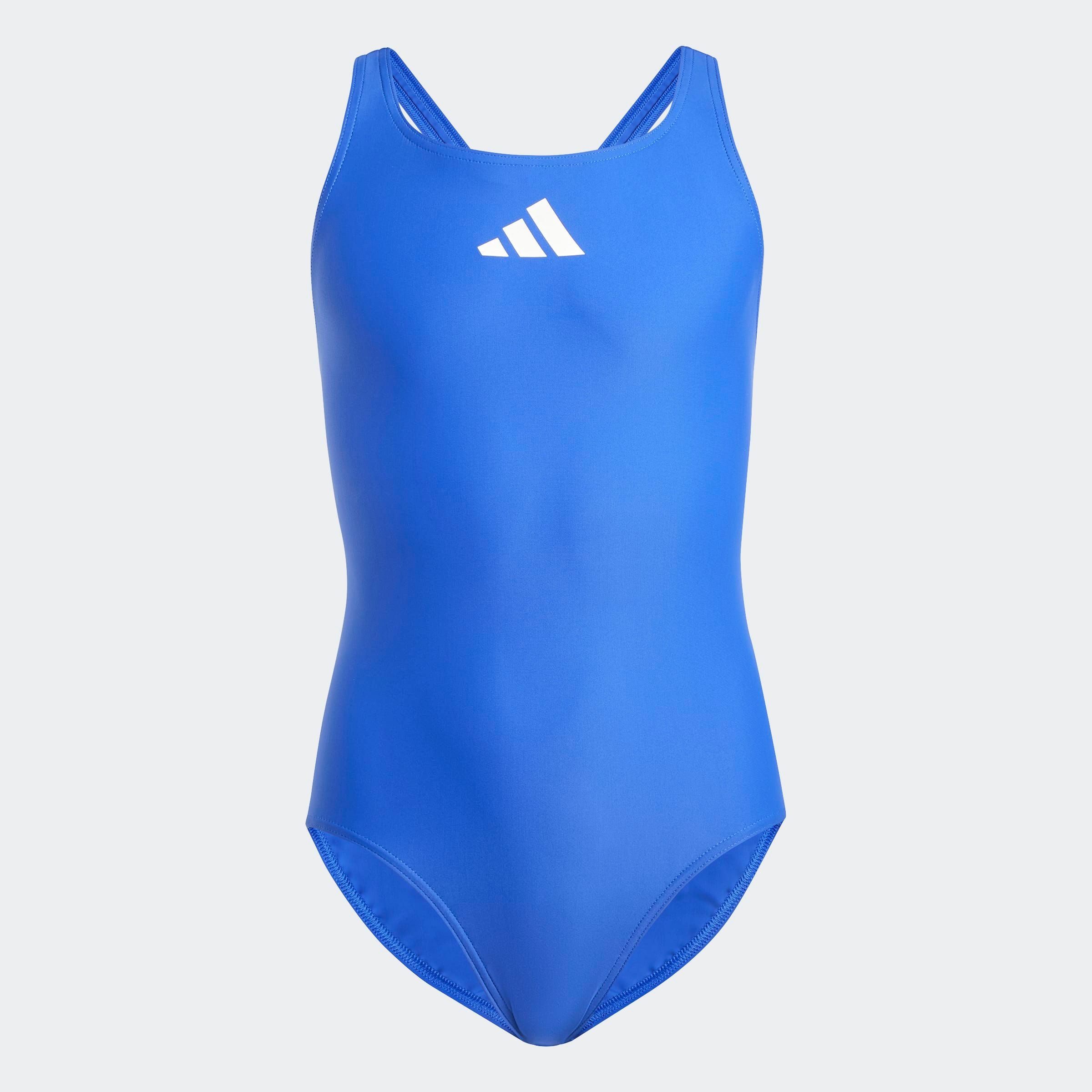 Badeanzug ADIDAS PERFORMANCE "3 BARS SOL ST Y", Kinder, Gr. 152, N-Gr, blau (semi lucid blau, weiß), Obermaterial: 78% Polyamid, 22% Elasthan, Badeanzüge Image