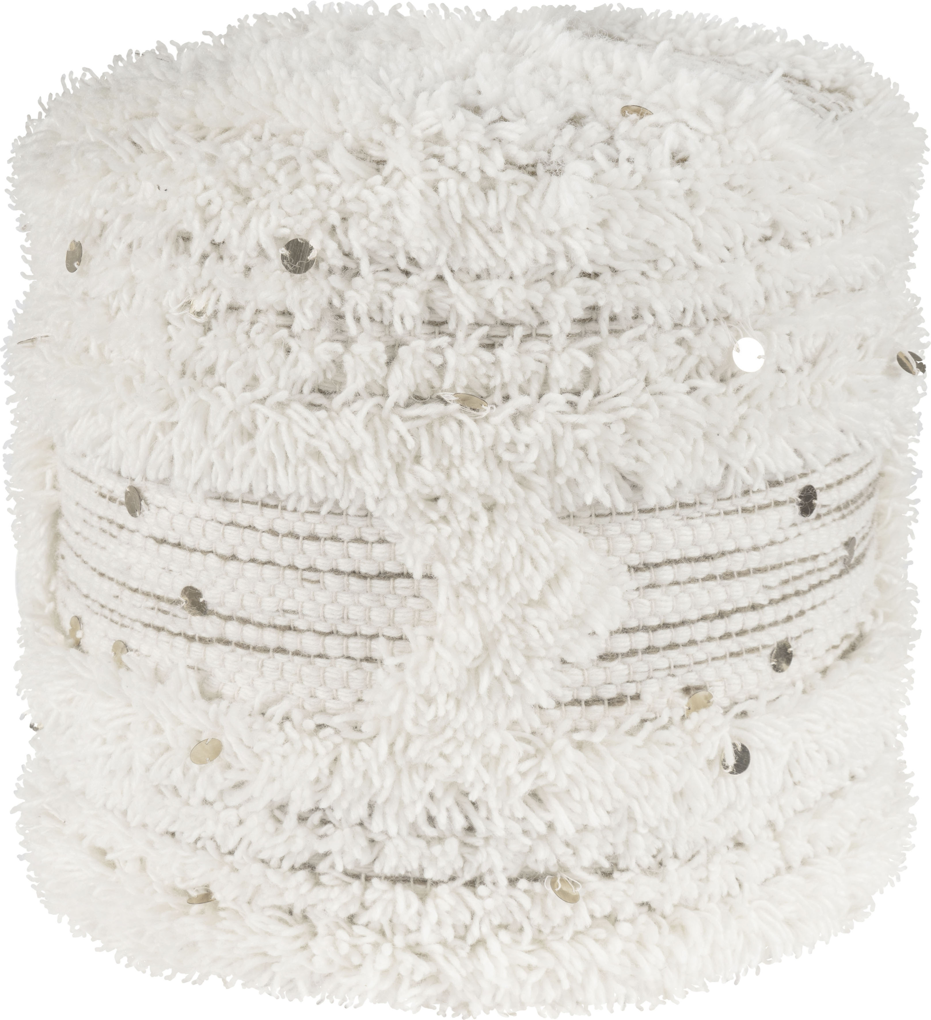 Pouf KAYOOM "Bohist 425 35cm x 35cm, Strukturen mit Fransen und Quasten", beige (creme, khaki), B:35cm H:35cm T:35cm, Baumwolle, Vlies, Poufs, handgefertigt, Unikat, sehr gut kombinierbar, vielfältig im Einsatz