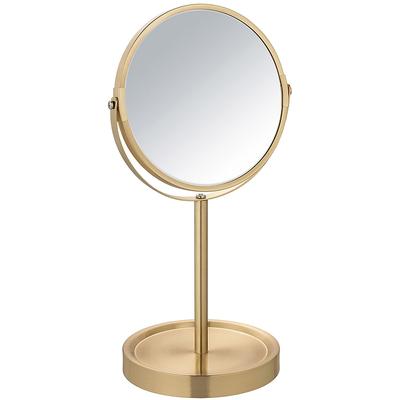 Standspiegel WENKO "Modell Alata", gold, B:18,5cm H:35cm T:15cm, Stahl, Glas, Spiegel, Kosmetikspiegel mit Schmuckablage, 1-fach und 3-fach Vergrößerung, Ø17 Image