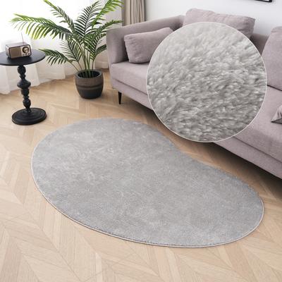 Teppich MY HOME "Cali Bean" Gr. 72, grau, B:120cm H:16mm L:180cm, Kunstfaser, Teppiche, besondere Form, Uni, weich, waschbar, Wohnzimmer, Schlafzimmer Image
