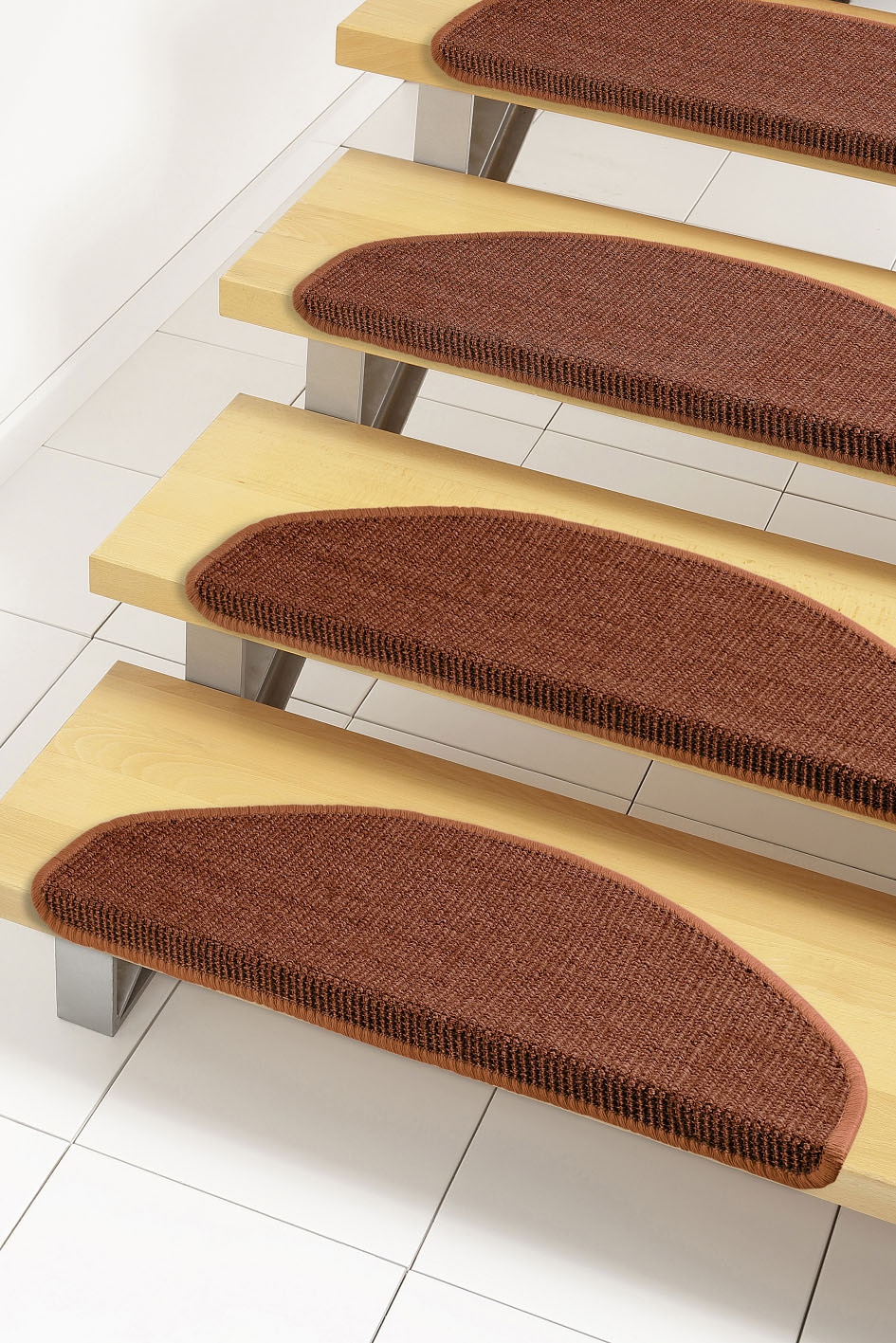 Stufenmatte DEKOWE "Mara S2", orange (terra), B:25cm H:5mm L:65cm, Sisal, Teppiche, 100% Sisal, große Farbauswahl, selbstklebend, auch als Set 15 Stück Image