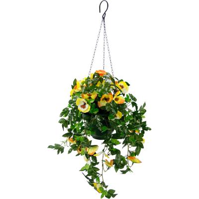 Kunstpflanze I.GE.A. "Stiefmütterchenhängeampel", gelb (gelb, orange), B:30cm H:64cm T:30cm, Kunststoff, Polyester, Metall, Kunstpflanzen Image