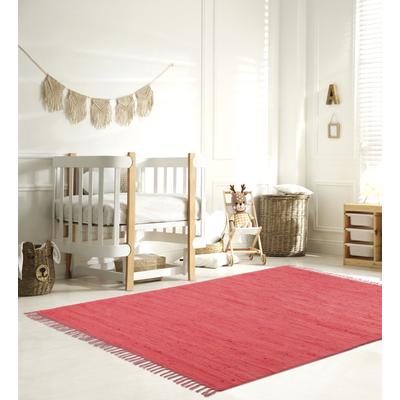 Kinderteppich MY HOME "Insa Fleckerl", rot, B:70cm H:5mm L:140cm, Baumwolle, Teppiche, Uni Farben, pastell, handgewebt, pflegeleicht, waschbar, Kinderzimmer Image