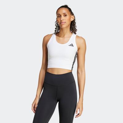 Tanktop ADIDAS PERFORMANCE "TE 3S CROP TANK", Damen, Gr. L, schwarz-weiß (weiß, schwarz), Obermaterial: 85% Polyester, 15% Elasthan, sportlich, Tops Image