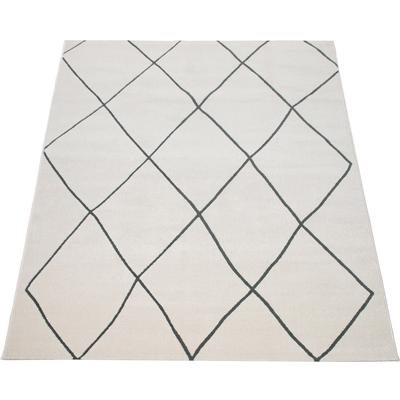 Teppich PACO HOME "Haral 786", weiß, B:120cm H:9mm L:170cm, Polypropylen, Polyester, Teppiche, Kurzflor, Scandi Design, Rauten Motiv Image