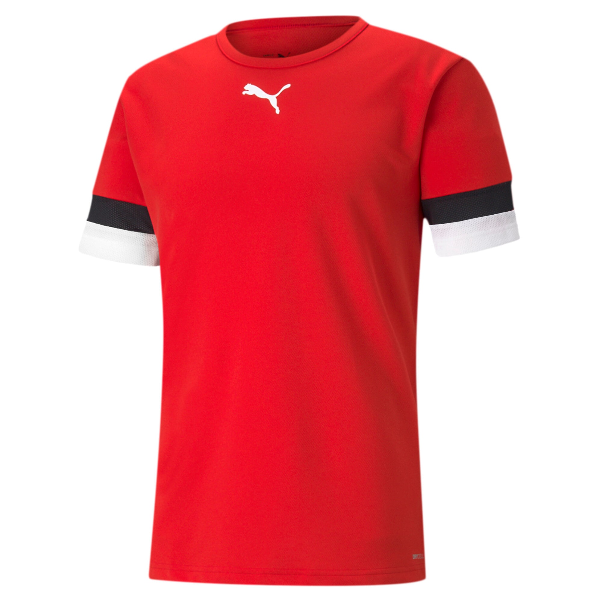 Trainingstop PUMA "TEAMRISE JERSEY", Herren, Gr. S, rot (puma rot, puma schwarz, puma weiß), Netz, Obermaterial: 100% Polyester, unifarben, regular fit normal, Rundhals, Tops, Regular Fit, für Sportmode und Fußballtraining
