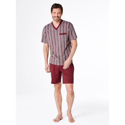 Shorty WÄSCHEPUR, Herren, Gr. 52/54, dunkelrot, dunkelrot, anthrazit, bedruckt, 100% Baumwolle, Kurzarm, Homewear-Sets Image