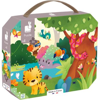 Puzzle JANOD "Die Wildtiere", bunt, Puzzles, KinderB:100cm T:20cm, FSC- schützt Wald - weltweit, B:100cm T:20cm