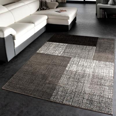 Teppich PACO HOME "Mondial 105", grau, B:60cm H:13mm L:110cm, Kunstfaser, Teppiche, Kurzflor, modernes Karo Muster, ideal im Wohnzimmer & Schlafzimmer Image