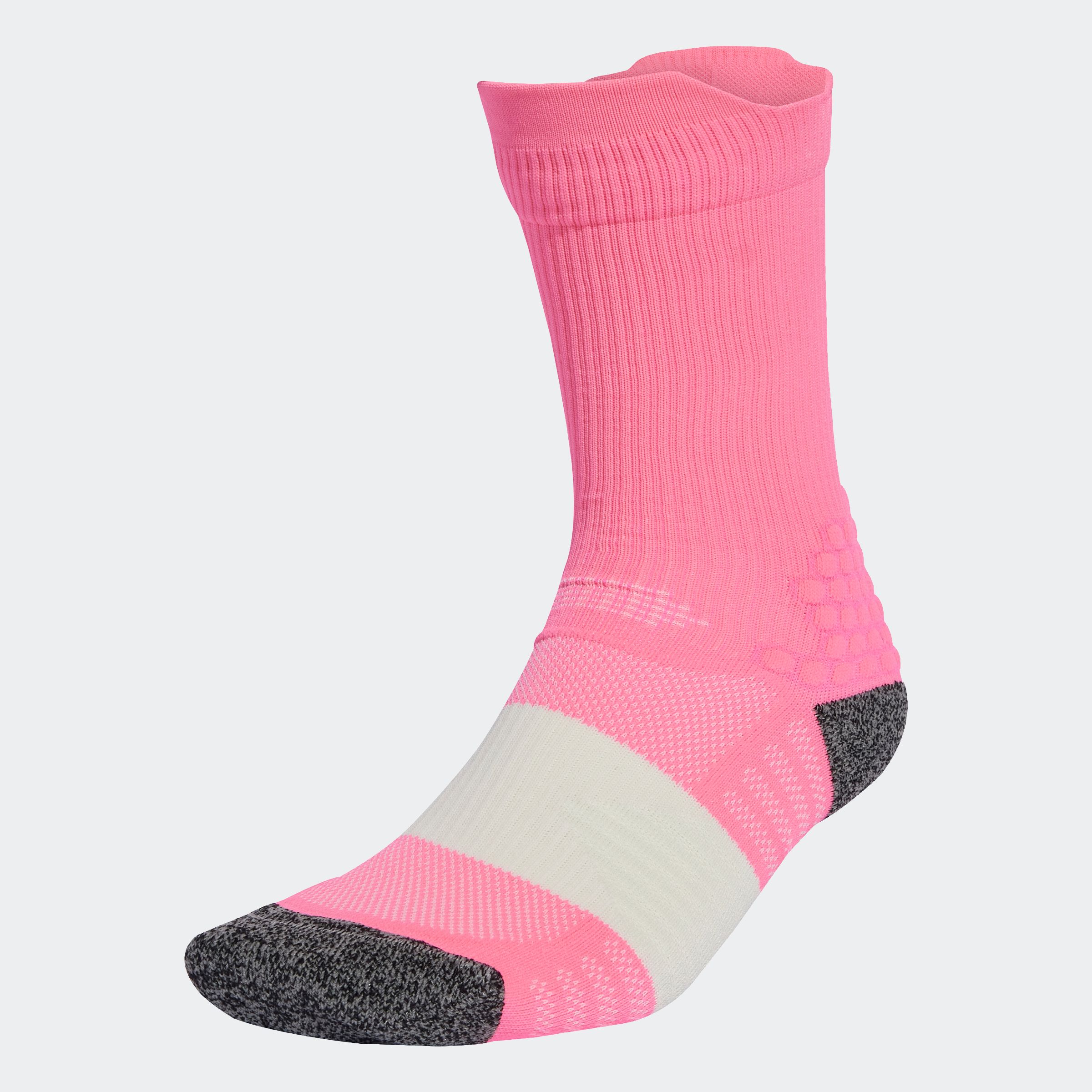 Funktionssocken ADIDAS PERFORMANCE "RUNXBOOST, 1 PAAR", Herren, Gr. L (43/45), rosa (lucid pink, orbit grau), Obermaterial: 68% Polyamid, 27% Polyester, 5% Elasthan, Socken