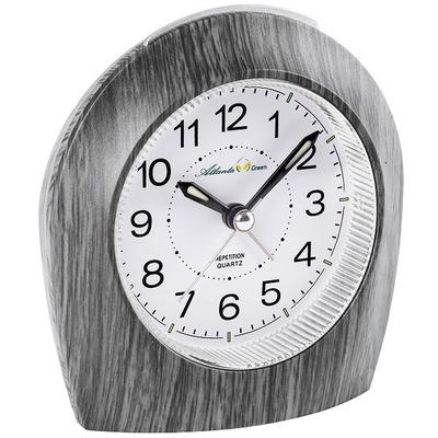 Quarzwecker ATLANTA "Green, 2508/40", schwarz, Wecker, Holzoptik, schleichende Sekunde, Licht