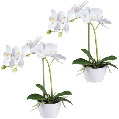Kunstorchidee CREATIV GREEN "Orchidee Phalaenopsis", weiß, H:33cm, Kunststoff, Kunstpflanzen, im Design-Topf Image