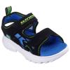 Sandale SKECHERS "RAZOR SPLASH", Kinder, Gr. 24, schwarz (schwarz, blau), Lederimitat, kontrastfarbene Details, sportlich, Schuhe, Sandale mit Klettverschluss, waschbar, Größenschablone zum Download