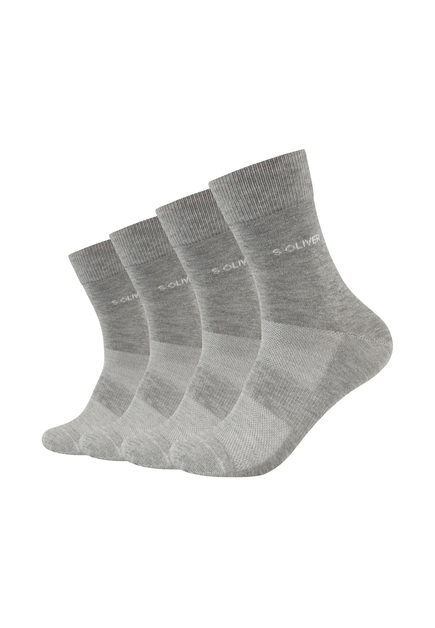 Socken S.OLIVER "Socken 4er Pack", Damen, Gr. 35-38, grau (light grau melange), 82% Viskose, 16% Polyamid, 2% Elasthan, meliert, Socken Socken