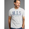 T-Shirt H.I.S, Herren, Gr. L (52/54), grau (grau melange), Single Jersey, Obermaterial: 90% Baumwolle, 10% Viskose, bedruckt, casual, slim fit, Rundhals, Kurzarm, Shirts, mit trendigem Markenlogo im Collage-Look