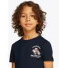 T-Shirt TOMMY HILFIGER "FLAG FUN TEE SS", Jungen, Gr. 8 (128), blau (schwarz night navy), Single Jersey, Obermaterial: 100% Baumwolle, bedruckt, regular fit, Rundhals, Kurzarm abgesteppt, Shirts, mit Grafik-Logo