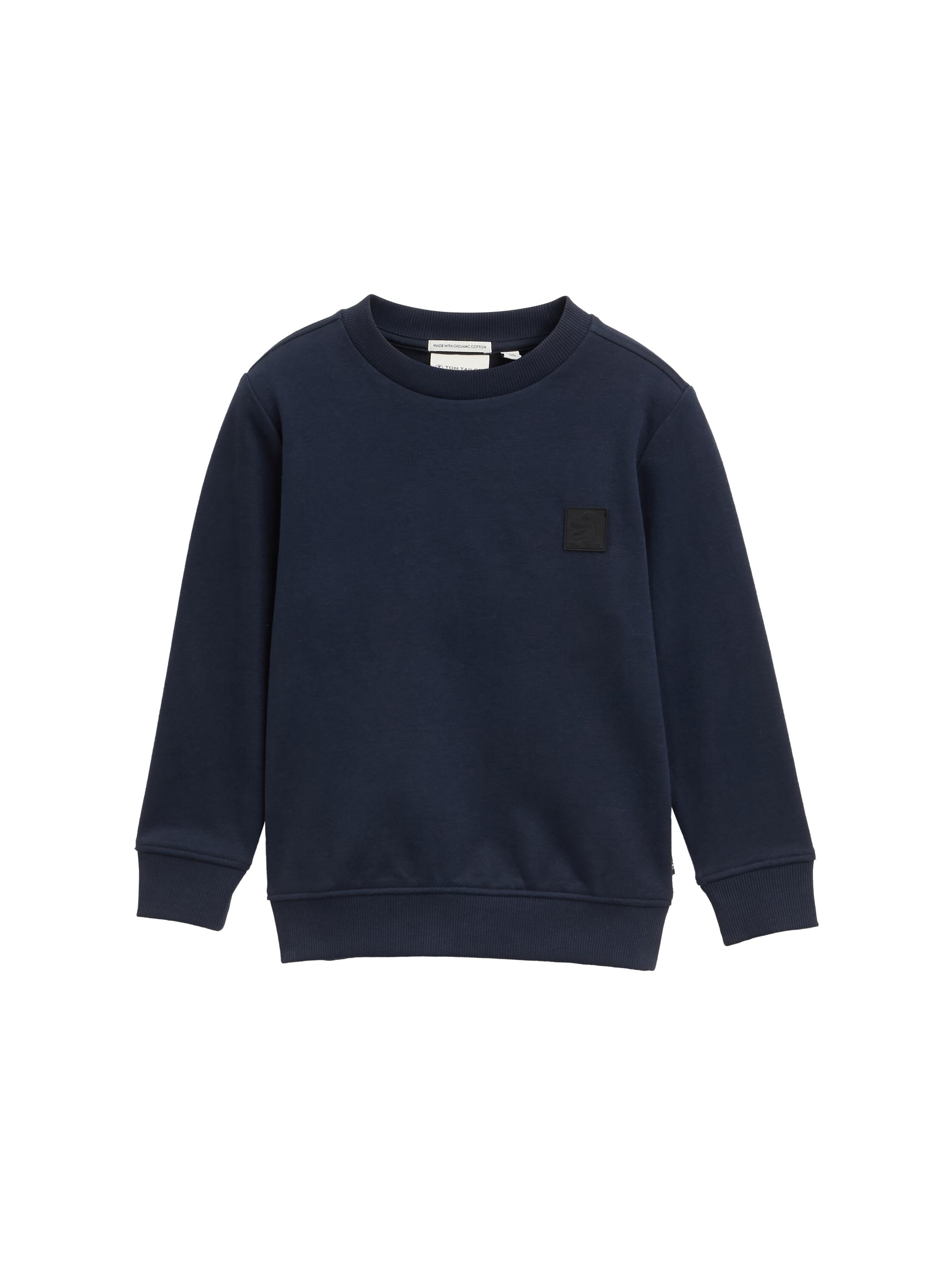 Sweatshirt TOM TAILOR, Jungen, Gr. 116/122, blau (sky captain blau), Sweatware, Obermaterial: 70% Baumwolle, 30% Polyester, unifarben, regular fit taillenbedeckt, Rundhals, Rippbündchen, Sweatshirts Sweatshirt, mit Logo Stickerei