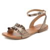 Sandale LASCANA "Sommerschuh", Damen, Gr. 37, gold (antikgoldfarben), Obermaterial: 100% Ziegenleder. Futter: 100% Schweinsleder. Decksohle: 100% Rindsleder. Laufsohle: 100% Synthetik, metallic, glänzend, unifarben, modisch, Schuhe Riemchensandale,...
