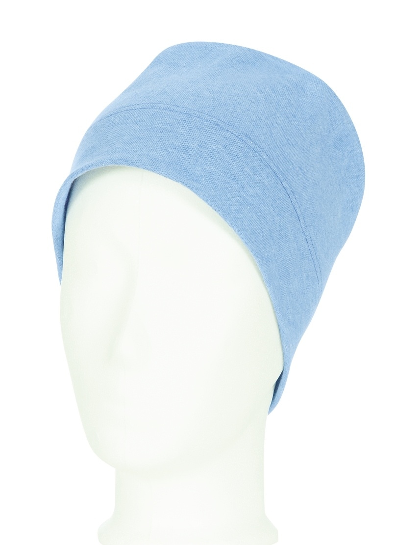 Strickmütze TRIGEMA "TRIGEMA Soft-Cap", Kinder, Gr. 900, blau (iceblau, melange), Baumwollmischung, Mützen Image