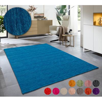 Wollteppich MY HOME "Karchau", blau, B:40cm H:13mm L:60cm, Schurwolle, Teppiche, Handweb Teppich, meliert, reine Wolle, handgewebt, brilliante Farben Image