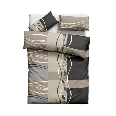 Bettwäsche MY HOME "Kelian", beige (beige, grau), B/L: 135cm x 200cm, , Polycotton recycelt, B/L: 80cm x 40cm, Polycotton recycelt, Obermaterial: 50% Baumwolle, 50% Polyester, Bettwäsche, in verschiedenen Qualitäten, gemusterte Bettwäsche Image