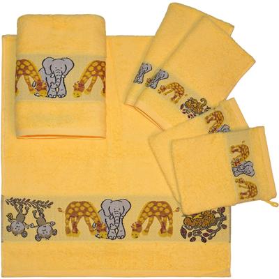 Handtuch Set DYCKHOFF "Affe", gelb, 6 tlg., Walkfrottee, Walkfrottee, Obermaterial: 100% Baumwolle, Handtuch-Sets, mit Tierbordüre; 2 Handtücher, 2 Gästetücher, 2 Waschhandschuhe Image
