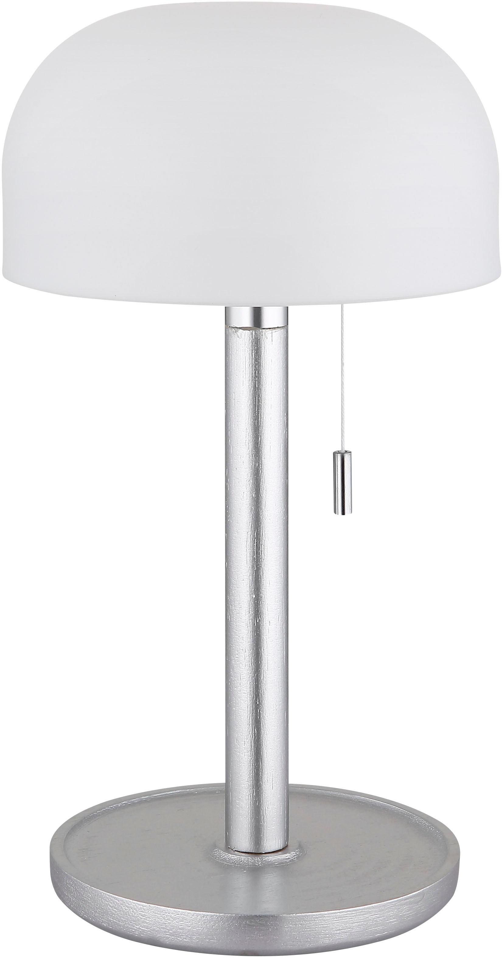 GLOBO LIGHTING LED Tischleuchte "NORMAN", silber (silberfarben matt), 1, 1 Stk., Leuchten, Akkutischleuchte auch für draußen, Zugschalter Kordel, Akkulampe, Nachttischleuchte Image