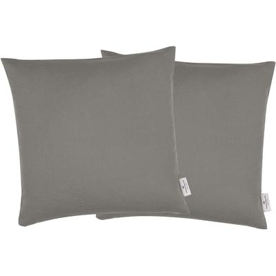 Dekokissen TOM TAILOR HOME "Dove" Gr. 2, grau (grau, unifarben), B:48cm L:48cm, Baumwolle, Dekokissen_Sitzkissen_Kissenhüllen, unifarben, Kissenhüllen ohne Füllung, 2er Pack Image
