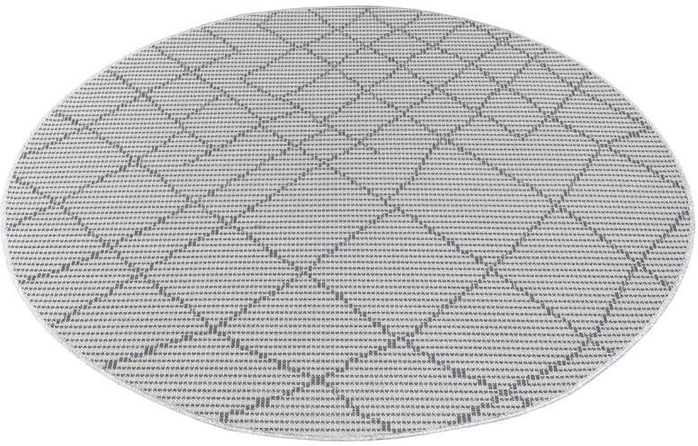 Outdoorteppich CARPET CITY "PALM3526", grau (anthrazit), H:5mm Ø:120cm, Polypropylen, Teppiche, Wetterfest & UV-beständig, für Balkon, Terrasse, Küche, flach gewebt Image
