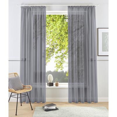 Gardine MY HOME "XANA mit Ösen, Kräuselband oder Schlaufen" Gr. 4, grau, B:140cm H:245cm, Voile, Polyester, Gardinen, Bestseller, einfarbig, 1 bzw. 2 Schals, pflegeleicht, Schal Image