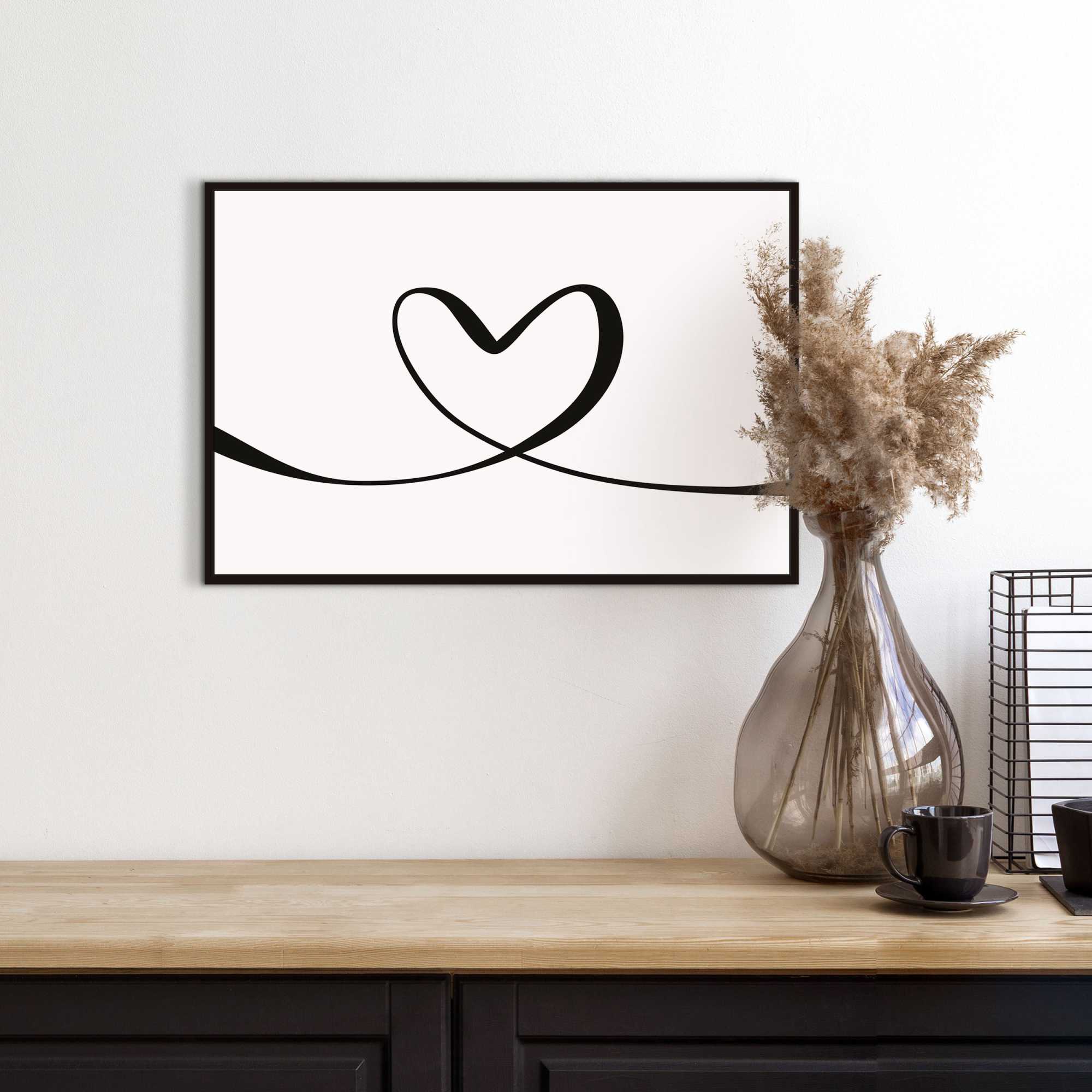 Bild mit Rahmen REINDERS "Heart Lines", schwarz (farbe bild(er): schwarz), B:30cm H:20cm T:1,6cm, Holzwerkstoff, Bilder Image
