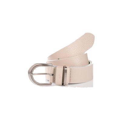 Ledergürtel TOM TAILOR "TTSANDRA", Damen, Gr. 90, beige (creme), Büffelleder, unifarben, casual,modisch, Gürtel, 3,5 cm breiter Damengürtel, genarbte Oberfläche, Schließe silberfarben Image