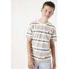 T-Shirt GARCIA, Jungen, Gr. 140/146, weiß (sanftes weiß), Jersey, Obermaterial: 100% Baumwolle, gestreift, casual, regular fit taillenbedeckt, Rundhals, Kurzarm gerader Abschluss, Shirts, mit Brust Print for BOYS
