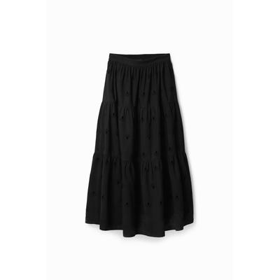 Swiss embroidery midi skirt