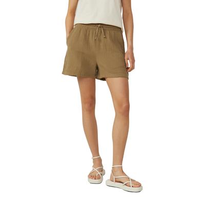 Shorts QS, Damen, Gr. 42, N-Gr, grün, Web, Obermaterial: 100% Baumwolle, unifarben, casual, bequem extrakurz, Hosen, im Crinkle-Look und mit Bindeband Image