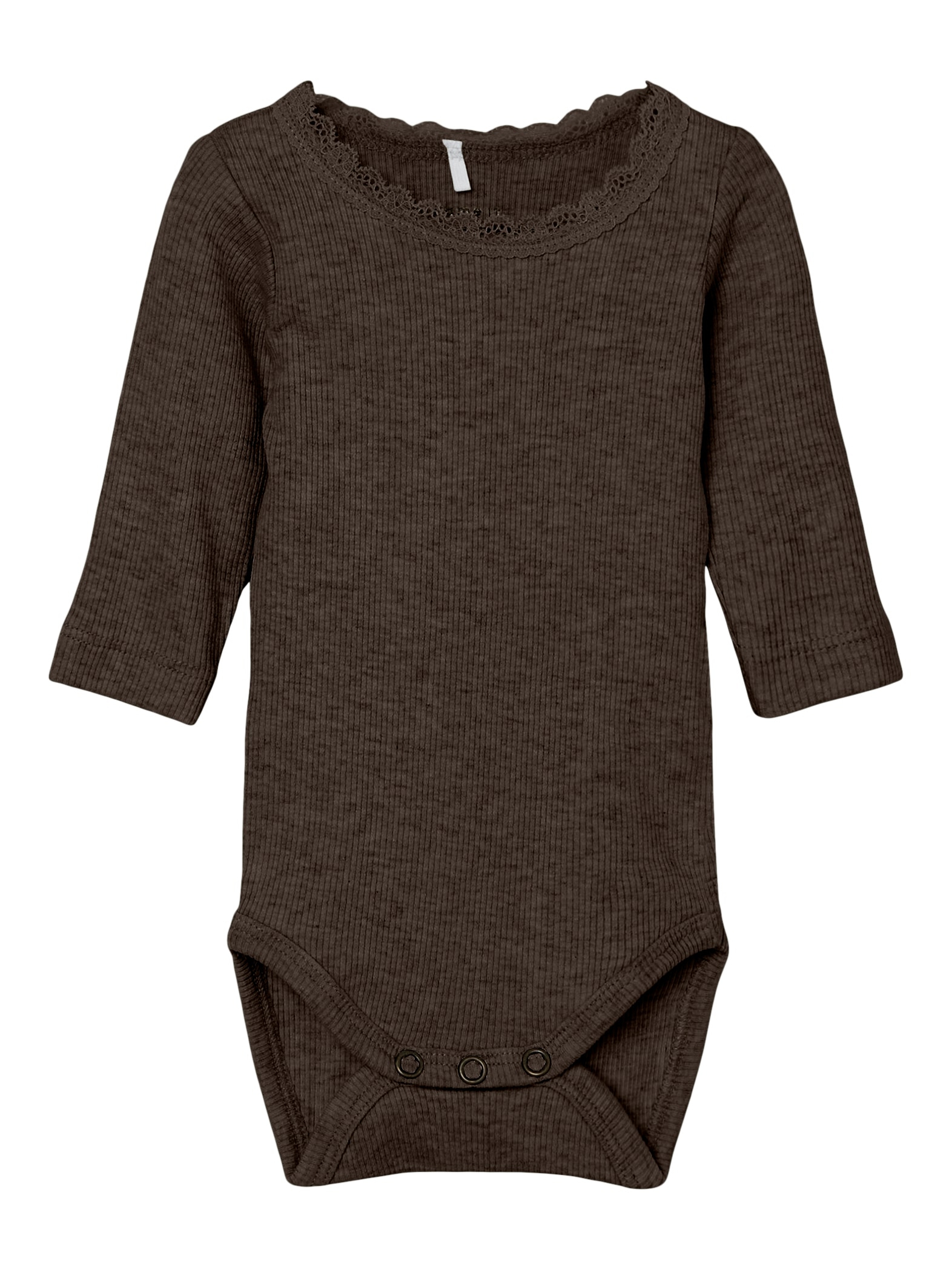 Langarmbody NAME IT "NBFKAB LS BODY NOOS", Baby, Gr. 92, N-Gr, delicioso detail:melange, Jersey, Obermaterial: 57% Baumwolle, 38% Modal, 5% Elasthan, meliert, Casual, normal, Rundhals, Bodys Image