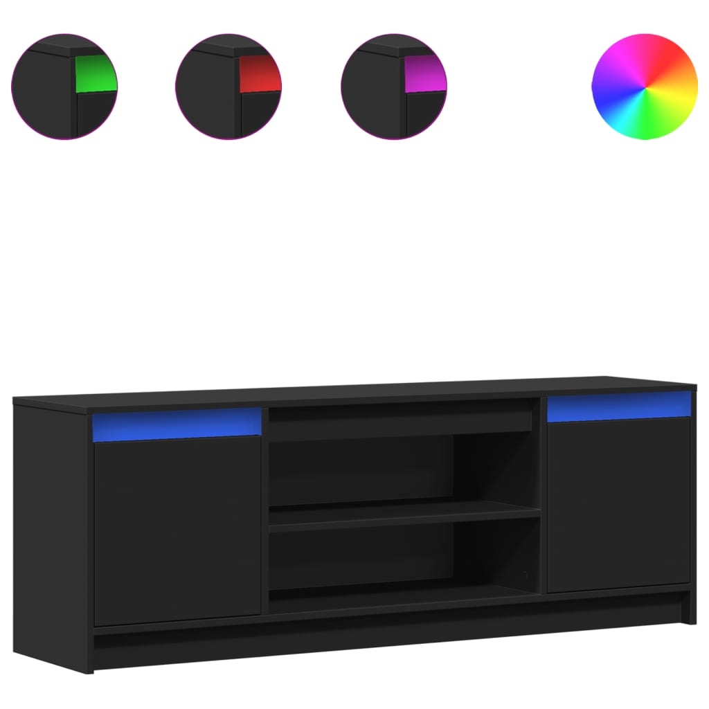 vidaXL TV-Schrank mit LED-Beleuchtung Schwarz 139,5x34x50 cm Image