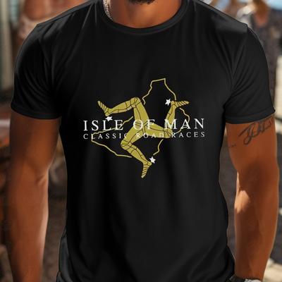 TEMU Men's For Man Tt Graphic T-shirt - Casual Short Sleeve Tee With 3-legged Tt Road Print, Breathable Summer Shirt For Motorcycle Racing Fans & Casual Image