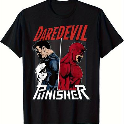 TEMU 100% Cotton High Quality Men's Vs The Graphic T-shirt - & Black Comic Art, Regular Fit Short Sleeve Tee, Machine Washable Summer Casual Shirt For Fans, Fan Merchandise | | Quality Image