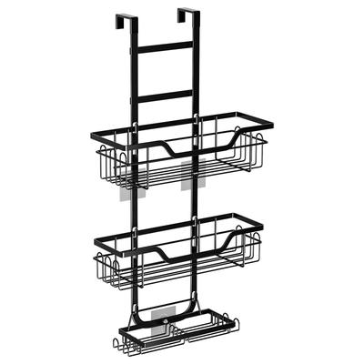 TEMU Stainless Steel Over The Door Shower Shelf, 3 Tier Hanging Shower Organizer With Hooks, No Drilling Required, Removable Shower Shelf, Bathroom Over The Door Shower Shelf Image