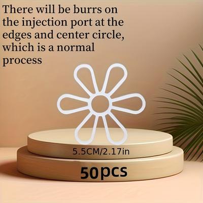 TEMU 50 White Plastic Flower Crochet Hooks - Six-petal , For Knitting And Crafts Accessories, Knitting Supplies | Creative Handmade | Plastic Building, Crochet Supplies Image