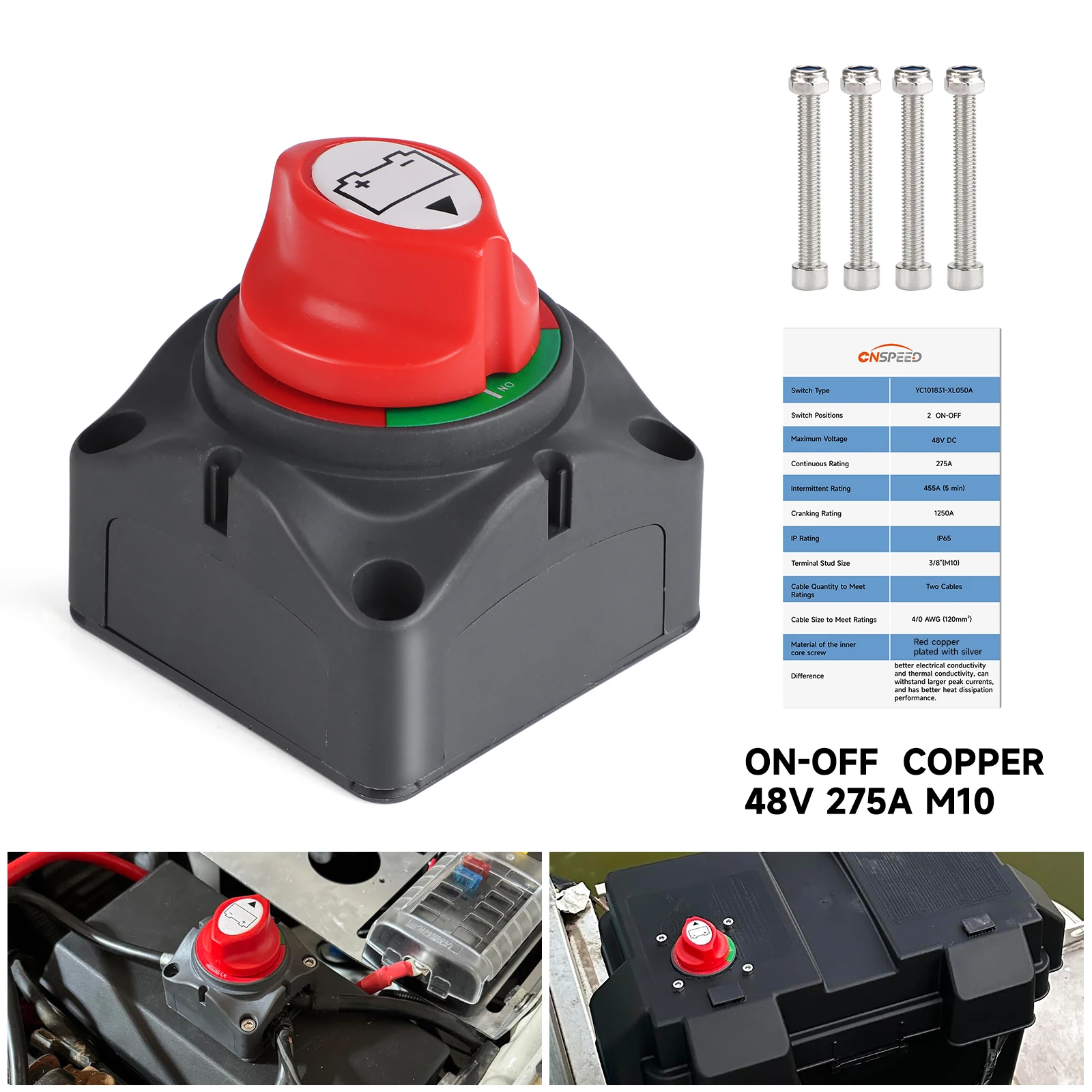 Neue 12 V - 48 V 300A 2 Position Batterie Trennschalter Power Cut Off Kill Drehschalter für Auto Fahrzeug RV Marine Boot Image