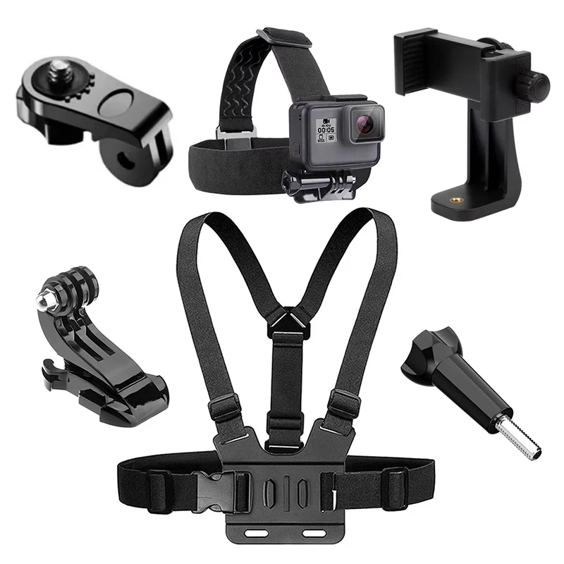 6-in-1 Action Kamera Zubehör Set Telefon Kopf Gurt Brustgurt Halterung Einstellbare POV Schießen Für GoPro Hero 13 12 11 10 Telefon Image