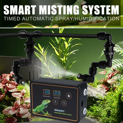 Reptile Smart Misting System Intelligentes Sprühsystem 2 Stück Sprühdüsen 360 ° Einstellhaken, zeitgesteuertes Spray für Tank-Eidechsenpflanzen