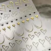 Hohle Liebe Herz gebogene elegante Linien Gold Schwarz Heißprägung 5D Nail Art Aufkleber