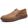 Summer New Designer Hallow Leather Shoes for Men Fashion Casual Solid Color Sandals Male Breathable